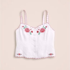 J.Crew Embroidered Linen Top with Rosebuds 00